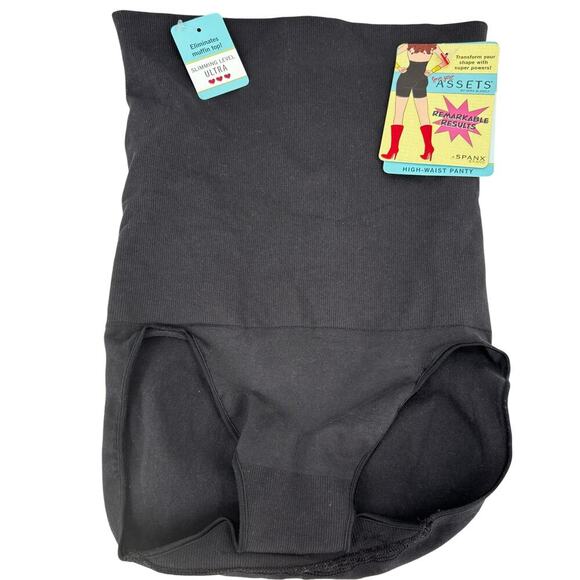 Spanx High Waist Panty Size M Black Compression Brief Ultra Slimming Waist Grips - Picture 1 of 8